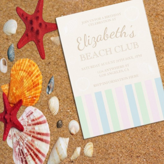 Beach Klubb Birthday Inbjudningar (Skapare uppladdad)
