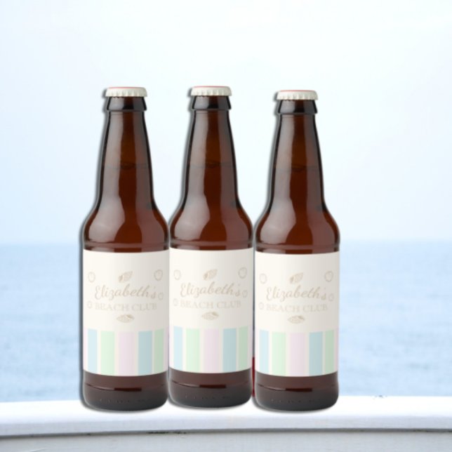 Beach Klubb Birthday Ölflaska Etikett (Skapare uppladdad)