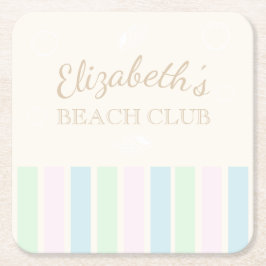 Beach Klubb Birthday Underlägg Papper Kvadrat