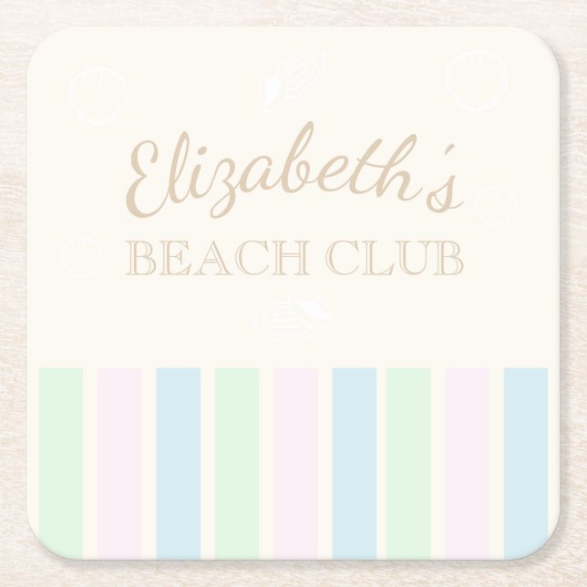 Beach Klubb Birthday Underlägg Papper Kvadrat (Framsidan)