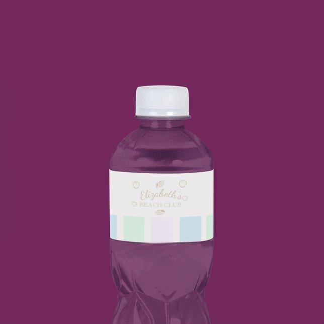 Beach Klubb Birthday Vattenflaskor Etikett (Skapare uppladdad)