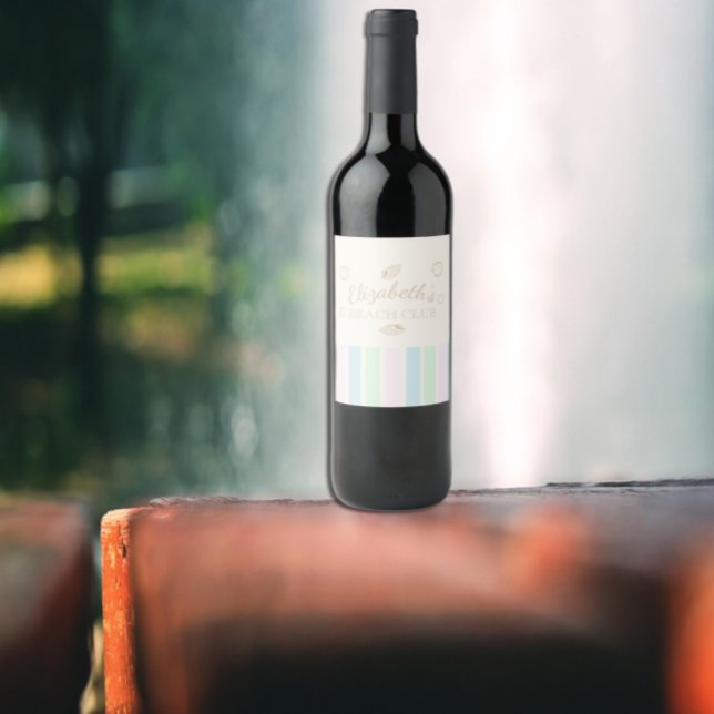 Beach Klubb Birthday Vinflaska Etikett (Skapare uppladdad)