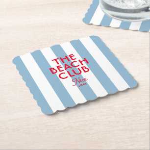 Beach Klubb Fransk Red Blue Cabana Rand Underlägg Papper