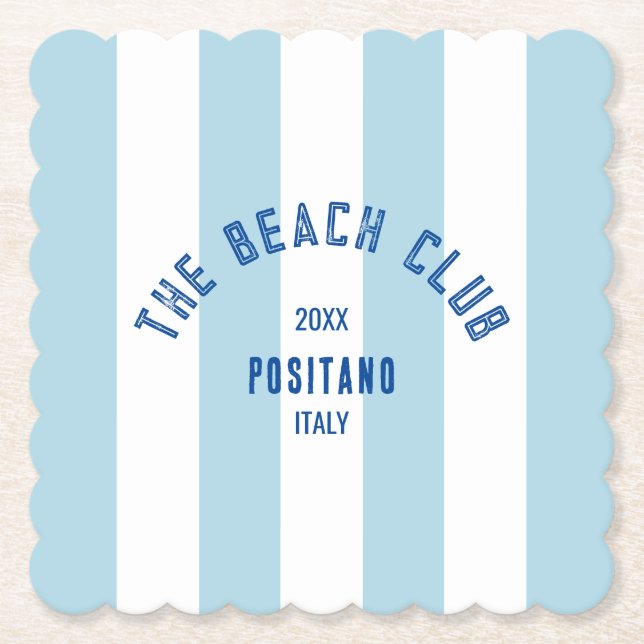 Beach Klubb Vapensköld Blue Cabana Rand Underlägg Papper (Framsida)