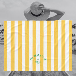 Beach Klubb Vapensköld Gult Cabana Rand Monogram Fleecefilt
