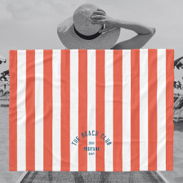 Beach Klubb Vapensköld Orange Red Cabana Rand Fleecefilt