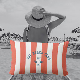 Beach Klubb Vapensköld Orange Red Cabana Rand Lumbarkudde