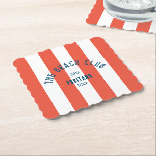 Beach Klubb Vapensköld Orange Red Cabana Rand Underlägg Papper