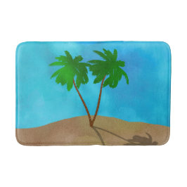Beach-kollage för vattenfärgen Handflatan Träd Badrumsmatta