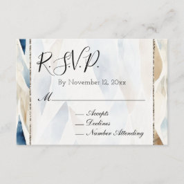 Beach Kräm Blå Abstrakt Bröllop RSVP Tilläggskort