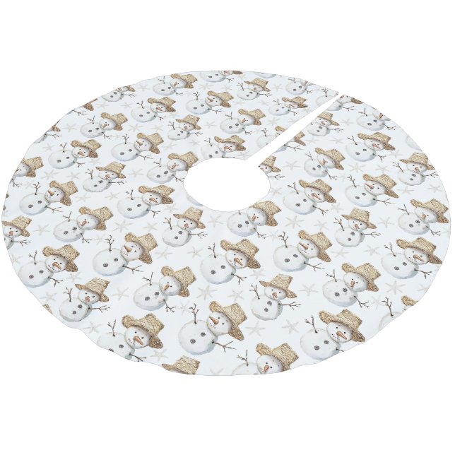 Beach Kusten Snögubbe jul Julgransmatta Borstad Polyester (Vinklad)