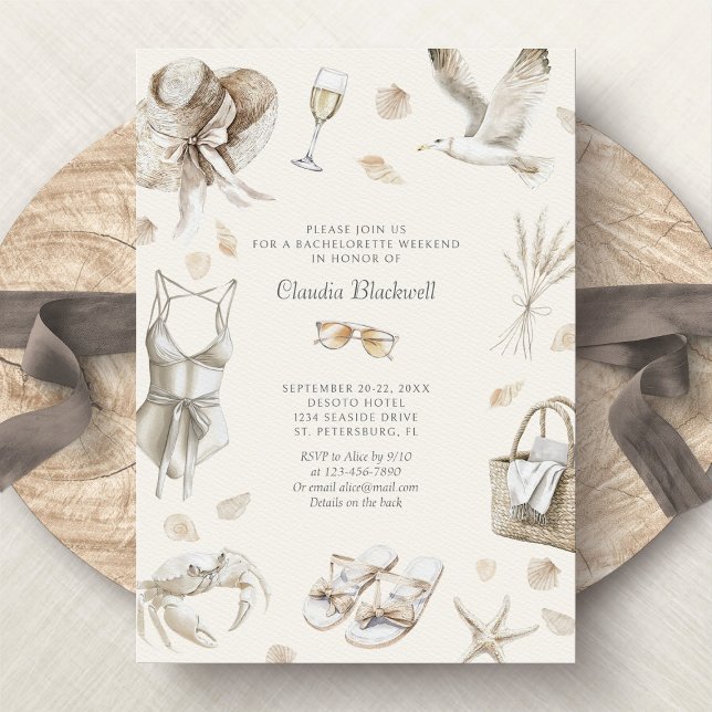 Beach Kusten Tropical Bachelorette Helg Inbjudningar (Skapare uppladdad)