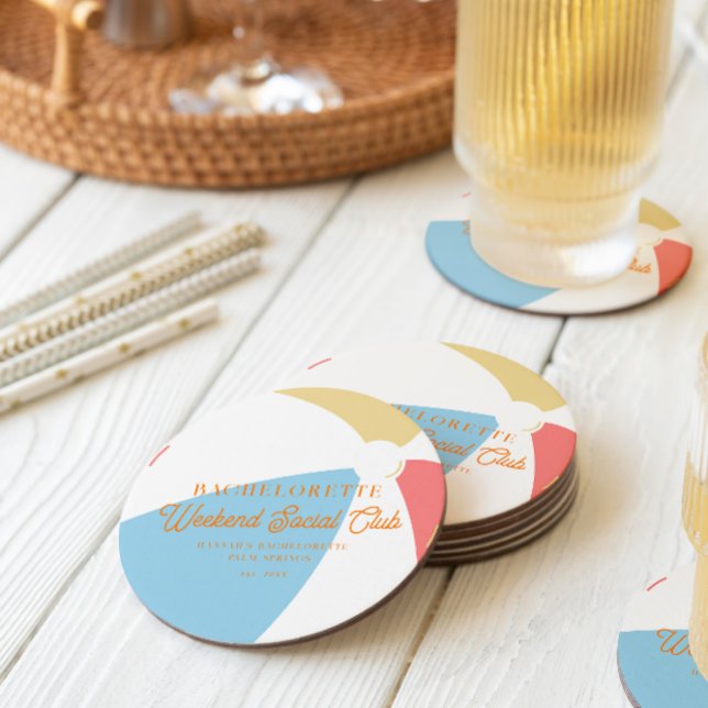 Beach Land Klubb | Bachelorette Underlägg Papper Rund (Skapare uppladdad)