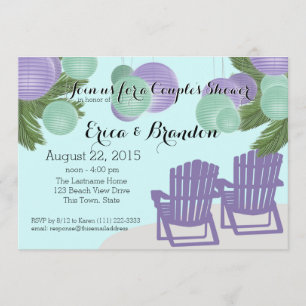 Beach Lanterners Couple Shower Inbjudningar