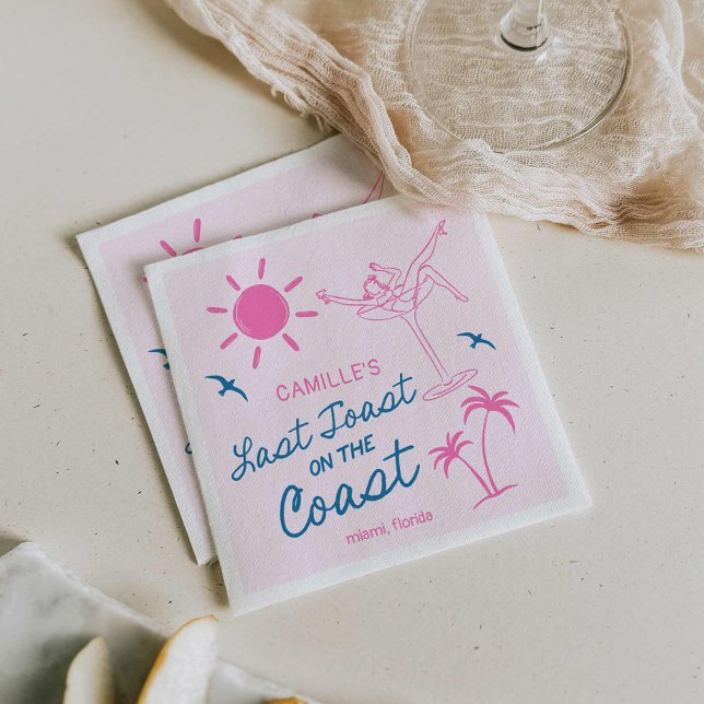 Beach Last Toast Bachelorette Helg Pappersservett (Last Toast Hand Drawn Bachelorette Paper napkins)