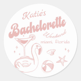 Beach Last toast Rosa Bachelorette Party Sticker Runt Klistermärke