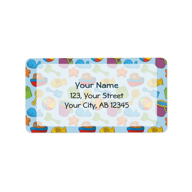 Beach Leksaker Icons Adressetikett (Framsidan)
