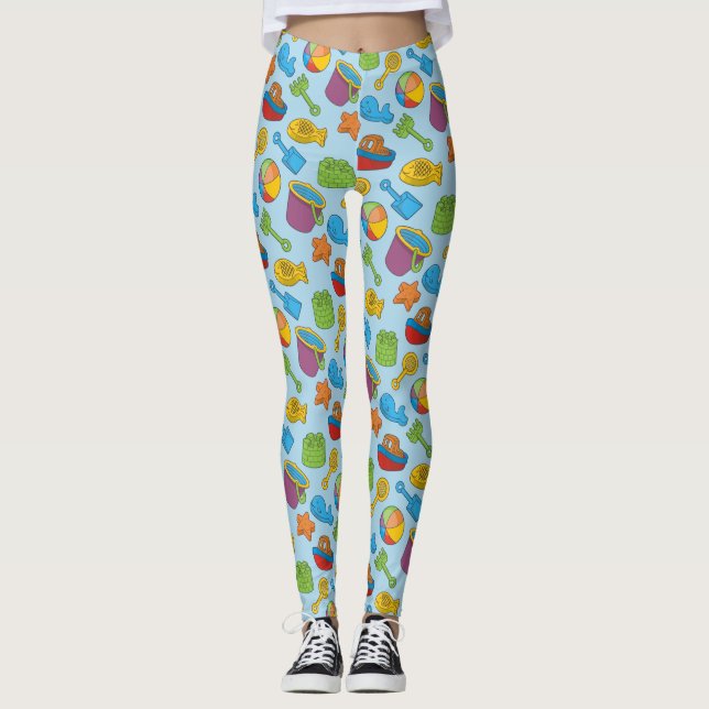 Beach Leksaker Icons Leggings (Framsida)