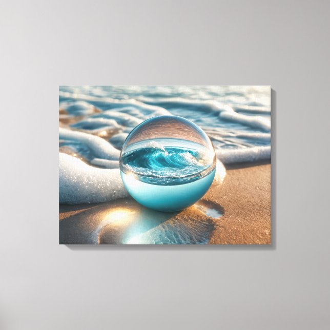 Beach Lens Boll med havsvåg Canvastryck (Framsida)