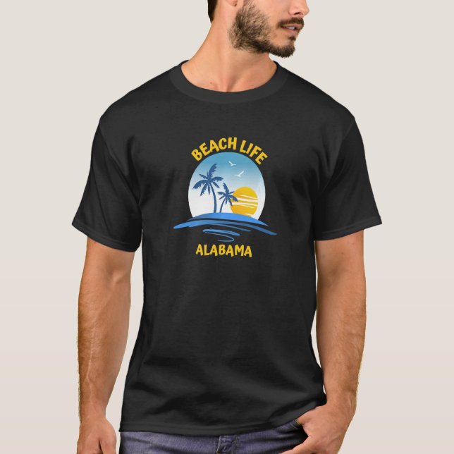 Beach Life Alabama Premium T Shirt (Framsida)