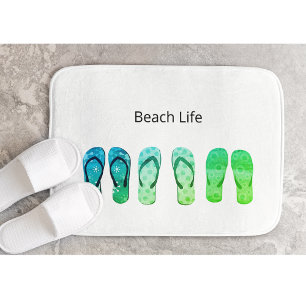 Beach Life an Grönt Flinflip flops Badrumsmatta