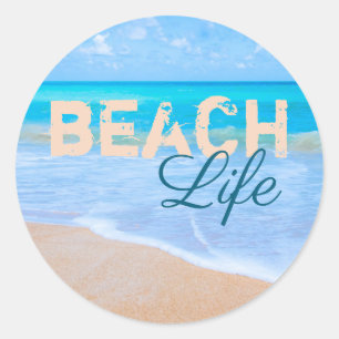 Beach Life. Blå himmel Tropiska Paradise Aqua Sea Runt Klistermärke