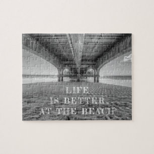 Beach Life Black and White Photo Typography Pussel