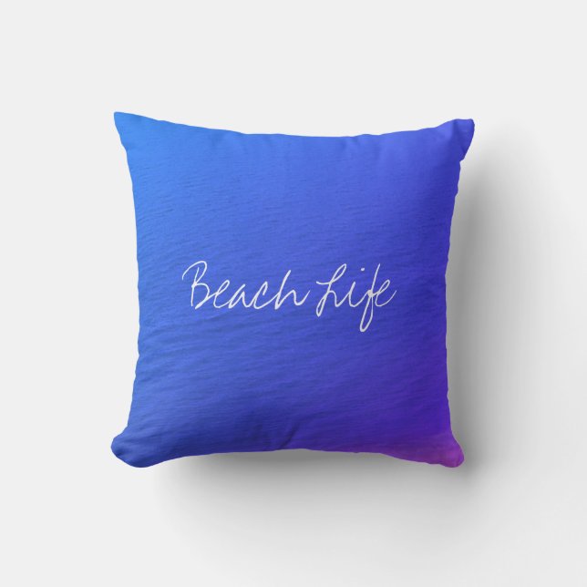 Beach Life-citat Ocean Vatten Neon Blue Abstrakt Kudde (Framsida)
