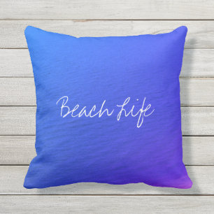 Beach Life-citat Ocean Vatten Neon Blue Abstrakt Kudde