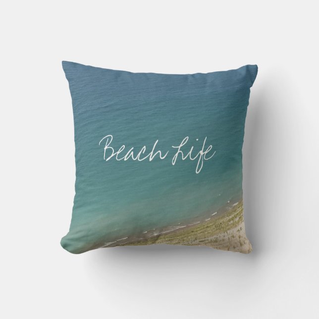 Beach Life citerar Ocean Shore Blue White Cute  Kudde (Framsida)