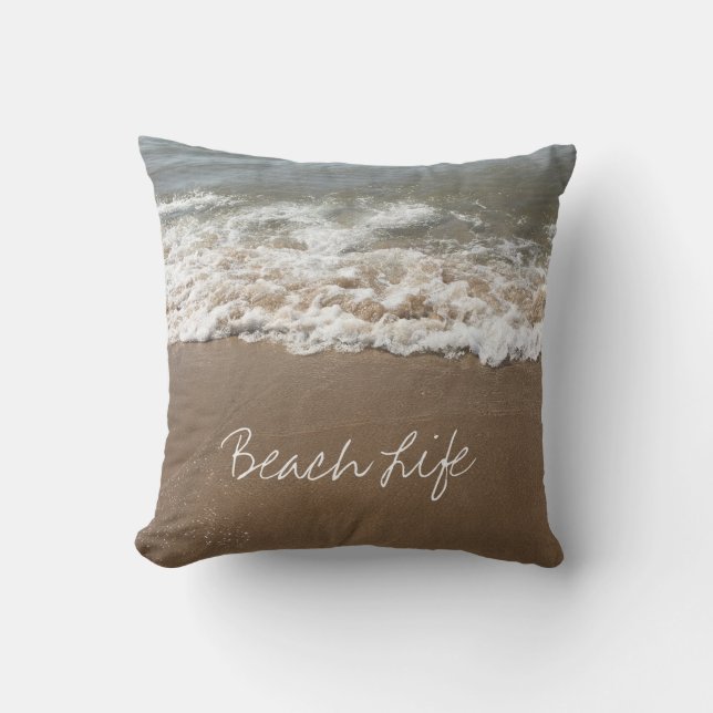 Beach Life citerar Vinkar Ocean Coastal Vatten Cut Kudde (Framsida)