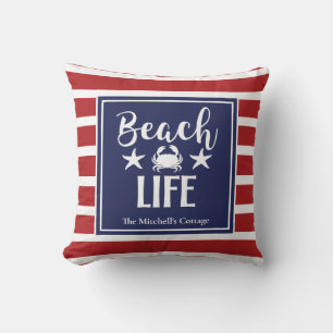 Beach Life Crab Starfish Coastal Chic Nautical Kudde