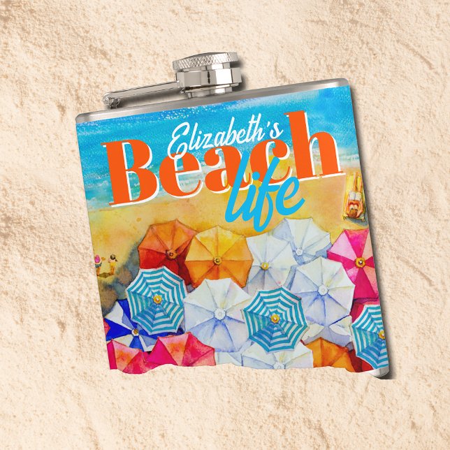 Beach Life Fickplunta (Beach life flask, personalize for yourself or give as a gift.)