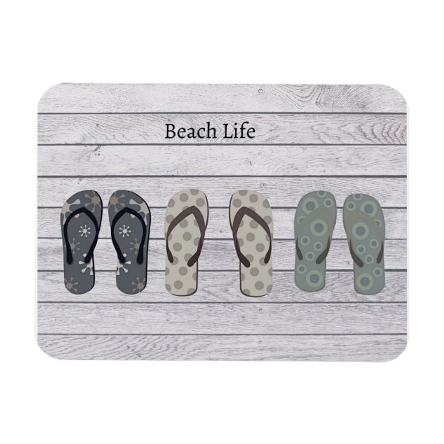 Beach Life, flinflip flops på sjöpromenad Magnet (Horisontell)