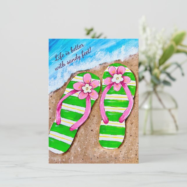 Beach Life Flip Flops platta notkort Anteckningskort (Stående Fram)