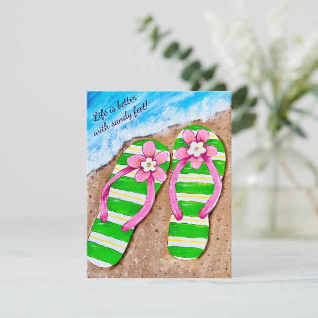 Beach Life Flip Flops Platta Notkort Anteckningskort (Stående Fram)