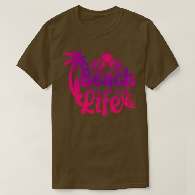 Beach Life Funny Beach Handflatan Träd Sunshine Su T Shirt (Design framsida)