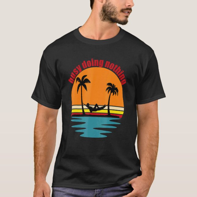 Beach Life Hammock Handflatan Träd Sol Surfa Sand  T Shirt (Framsida)