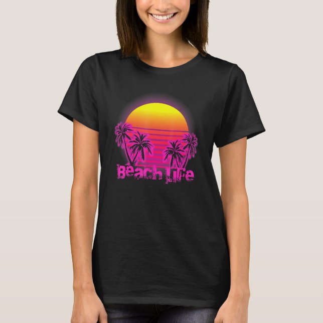 Beach Life Islands Electro Retro Sunset Kärlek Cal T Shirt (Framsida)