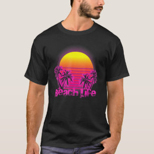 Beach Life Islands Electro Retro Sunset Kärlek Cal T Shirt