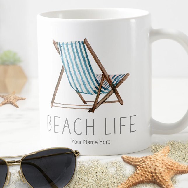 Beach Life Quote Nautical Summer Vacacation Ordför Kaffemugg (Skapare uppladdad)