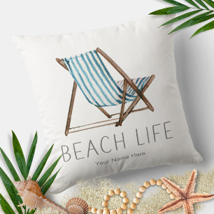 Beach Life Quote Nautical Summer Vacacation Ordför Kudde