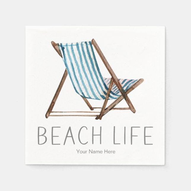 Beach Life Quote Nautical Summer Vacacation Ordför Pappersservett (Framsidan)