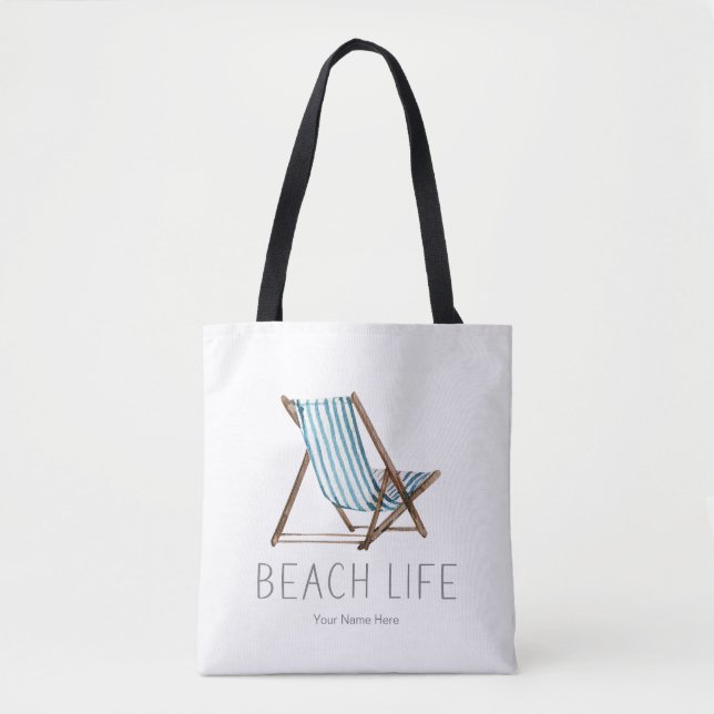 Beach Life Quote Nautical Summer Vacacation Ordför Tygkasse (Framsida)