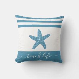 Beach Life script modern turkos teal starfish Kudde