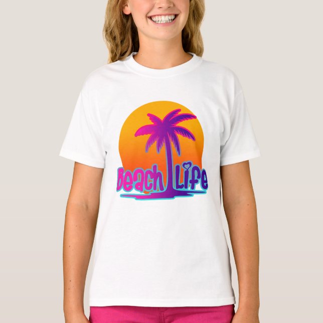 Beach Life | Sommar- och Äventyr-textcitat T Shirt (Framsida)