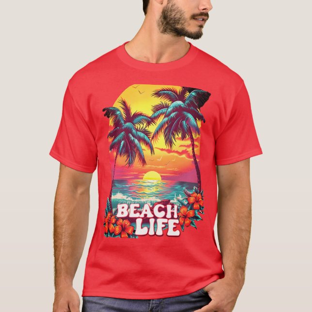 BEACH LIFE STIL SOMMER DAY T SHIRT (Framsida)
