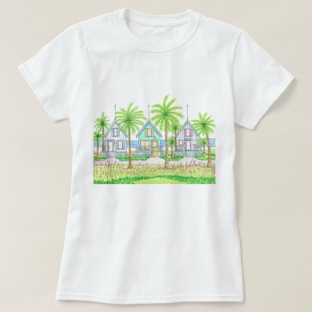Beach Life Tropical Shack T-shirt Vanlig (Design framsida)
