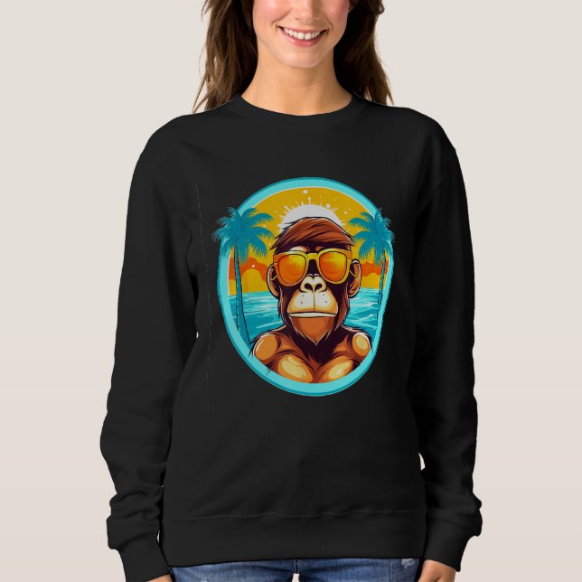 Beach Life with a Monkey Twist Eye Catching Summer T Shirt (Framsida)