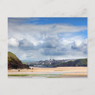 Beach liggande vid Daymer-bukten i Cornwall UK Vykort
